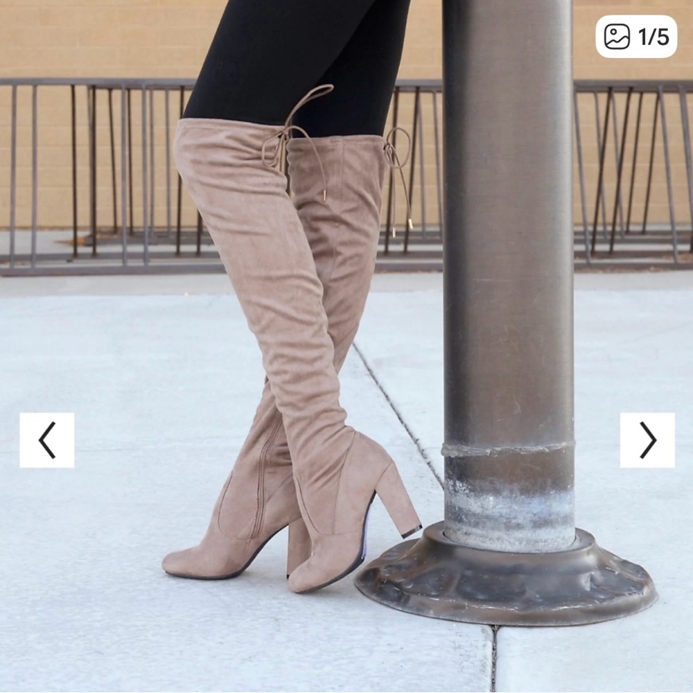 Journee Collection Women's Maya Over-the-Knee Boots - Taupe. Size 9.‎